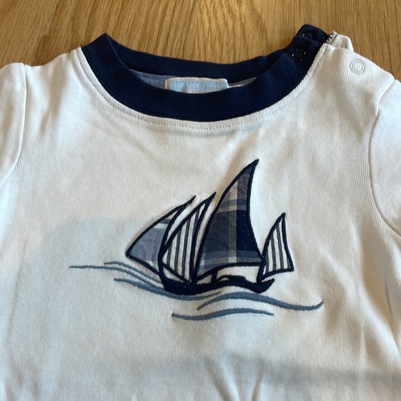 Jamie and Jack embroidered sail boat onsie. - Picture 2 of 3